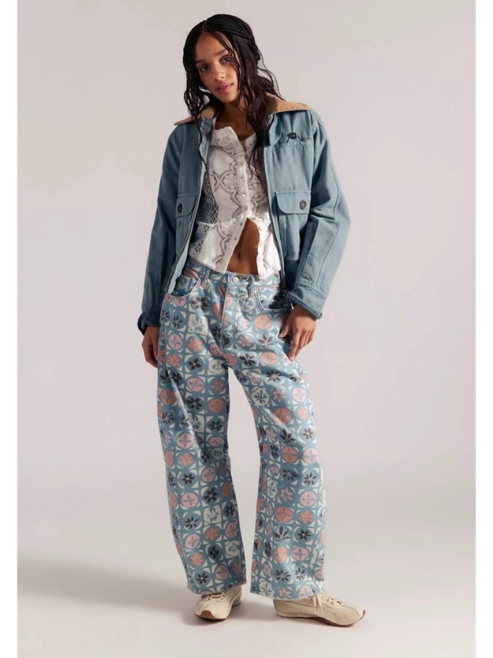 NWT Free People We The Free Good Luck Printed Barrel Jeans 28 - Picture 12 of 14